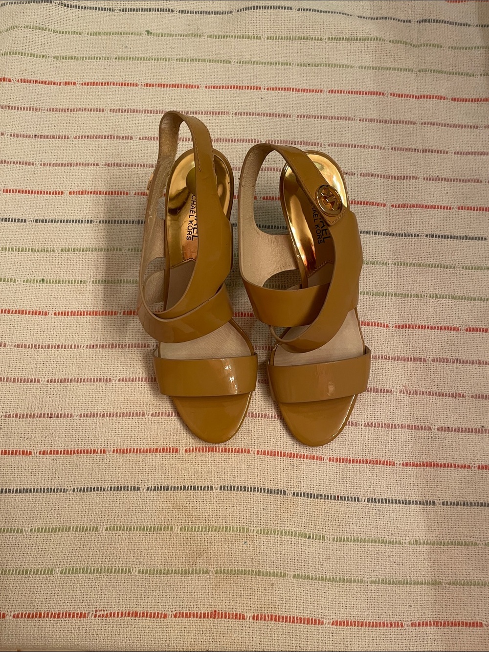 Michael Kors Patent Mustard Slingback Heels new